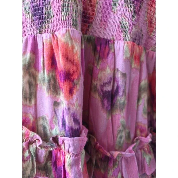 NWT LoveShackFancy Clarkie Mini Dress XS Pink Floral 100% Cotton Ruffle Smocked - Picture 11 of 11